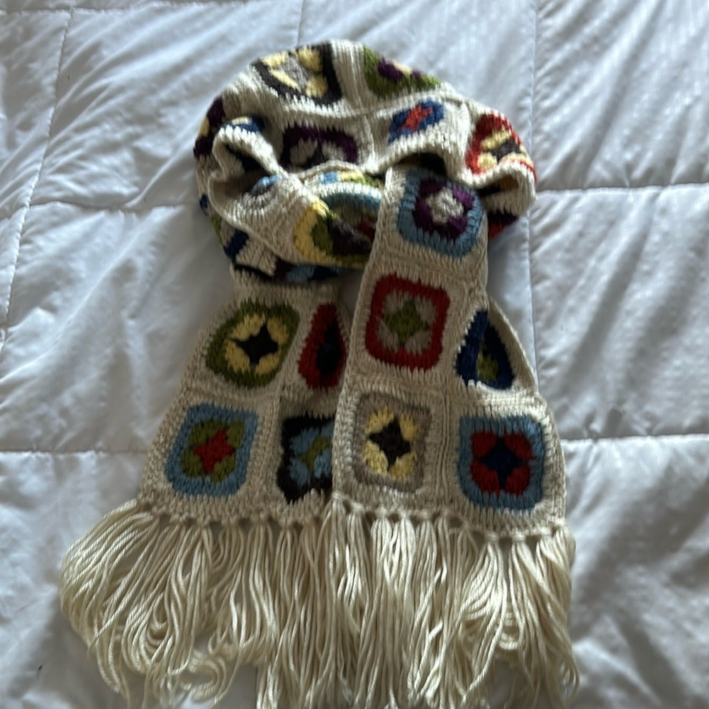Handmade Crochet Granny Square Scarf